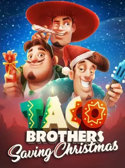 Decorative casino game artwork for SpinPolo: Taco Brothers Saving Christmas